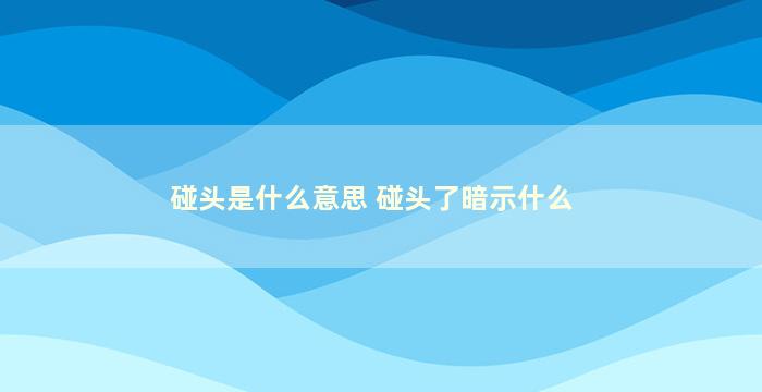 碰头是什么意思 碰头了暗示什么